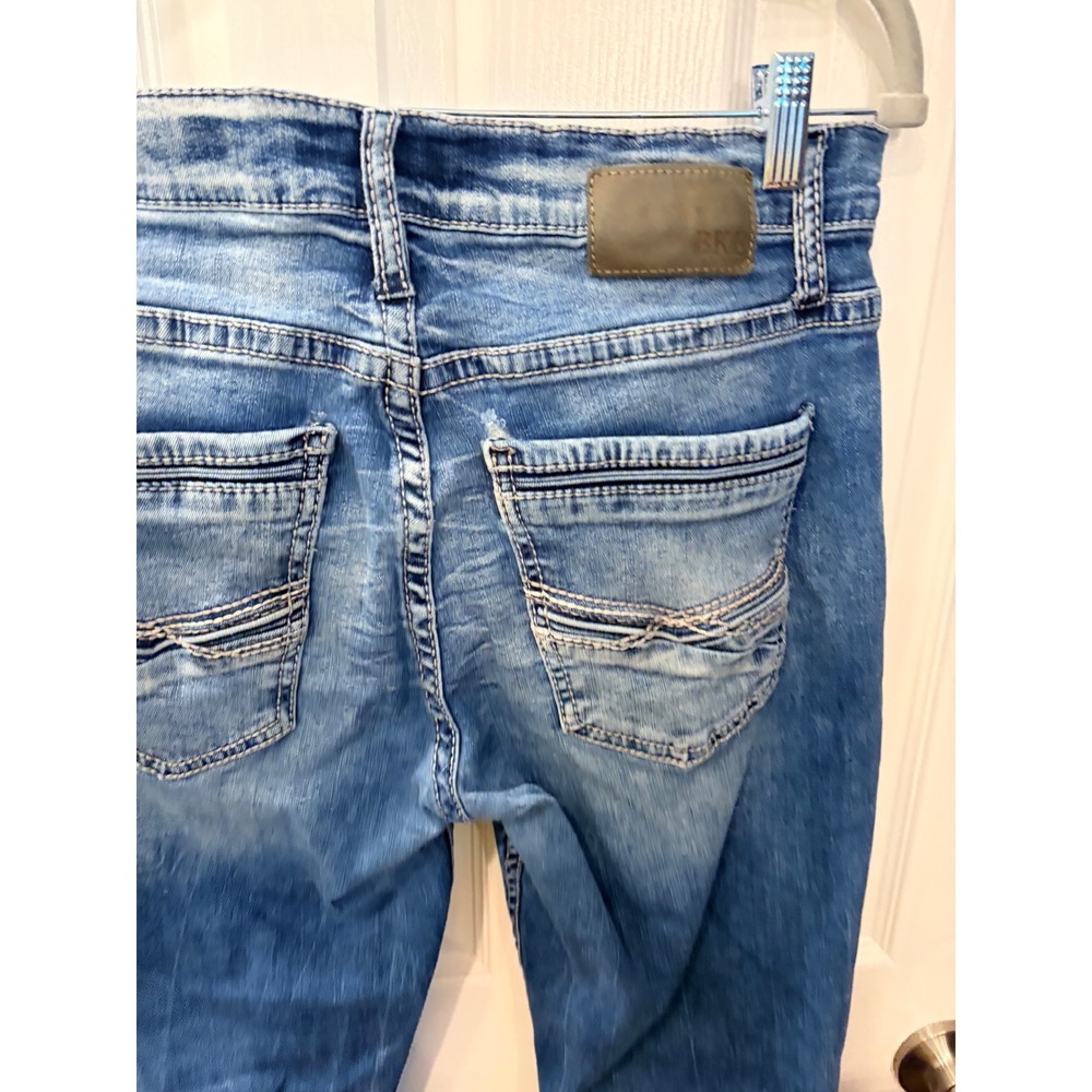 BKE Jake Straight Jeans Medium Wash Denim Whiskered Casual Everyday Pants - Picture 5 of 6